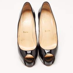 Pre Owned حذاء كعب عالي كريستيان لوبوتان فيري بريف جلد أسود لامع مقاس 40