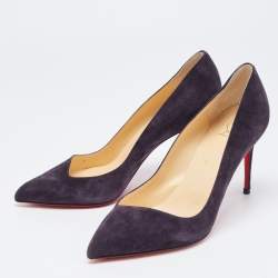 Pre Owned Christian Louboutin Plum Suede Corneille Pumps Size 39