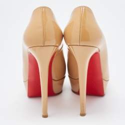 Christian Louboutin Beige Patent Leather Bianca Pumps Size 37.5