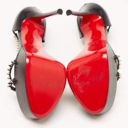 Christian Louboutin Black Leather So Spike Alta Sandals Size 38