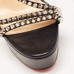 Christian Louboutin Black Leather So Spike Alta Sandals Size 38