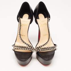 Christian Louboutin Black Leather So Spike Alta Sandals Size 38