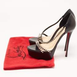 Christian Louboutin Black Leather So Spike Alta Sandals Size 38