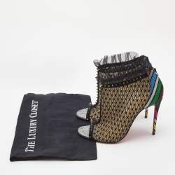 Christian Louboutin Multicolor Mesh and Lace Juliettra Ankle Boots Size 37