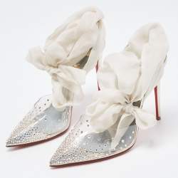 Christian Louboutin Transparent PVC Spikaqueen Ankle Wrap Pumps Size 37.5