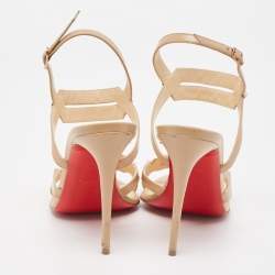 Pre Owned Christian Louboutin Beige Leather Galerietta Sandals Size 37