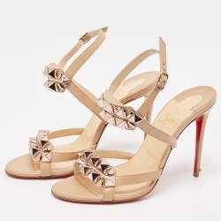 Pre Owned Christian Louboutin Beige Leather Galerietta Sandals Size 37