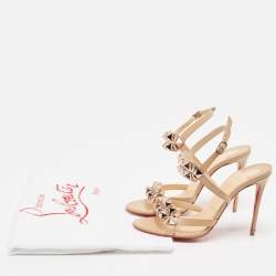 Pre Owned Christian Louboutin Beige Leather Galerietta Sandals Size 37