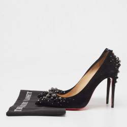 Pre Owned حذاء كعب عالي كريستيان لوبوتان كانديديت سويدي أسود مقاس 37