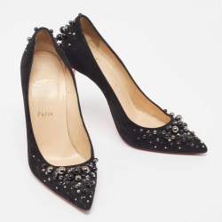 Pre Owned حذاء كعب عالي كريستيان لوبوتان كانديديت سويدي أسود مقاس 37