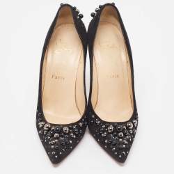 Pre Owned حذاء كعب عالي كريستيان لوبوتان كانديديت سويدي أسود مقاس 37