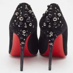 Pre Owned حذاء كعب عالي كريستيان لوبوتان كانديديت سويدي أسود مقاس 37