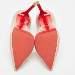 Pre Owned Christian Louboutin Beige Patent Leather Pigalle Plato Pumps Size 37