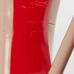 Pre Owned Christian Louboutin Beige Patent Leather Pigalle Plato Pumps Size 37
