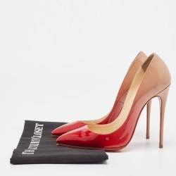 Pre Owned Christian Louboutin Red/Beige Ombre Patent Leather So Kate Pumps Size 36