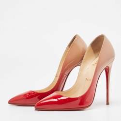 Pre Owned Christian Louboutin Red/Beige Ombre Patent Leather So Kate Pumps Size 36