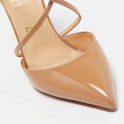 Pre Owned Christian Louboutin Beige Patent Leather Cross Blake Pumps Size 39