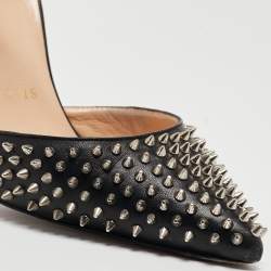 Pre Owned Christian Louboutin Black Leather Spike Baila Sandals Size 35