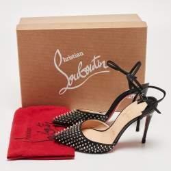 Pre Owned Christian Louboutin Black Leather Spike Baila Sandals Size 35