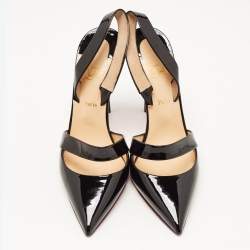 Christian Louboutin Black Patent Leather Actina Slingback Pumps Size 40