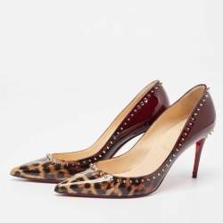 Pre Owned Christian Louboutin Tricolor Ombre Leopard Print Patent Leather Anjalina Pumps Size 39.5