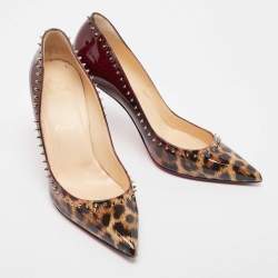 Pre Owned Christian Louboutin Tricolor Ombre Leopard Print Patent Leather Anjalina Pumps Size 39.5