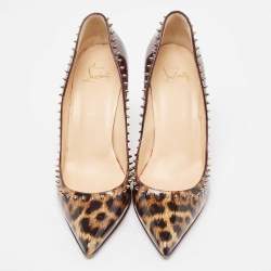 Pre Owned Christian Louboutin Tricolor Ombre Leopard Print Patent Leather Anjalina Pumps Size 39.5