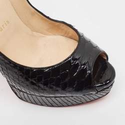Pre Owned Christian Louboutin Black Python Lady Peep Toe Pumps Size 39