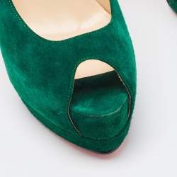 Christian Louboutin Green Suede Palais Royal Peep Toe Pumps Size 39.5