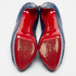Christian Louboutin Blue Python Lady Peep Toe Pumps Size 39.5
