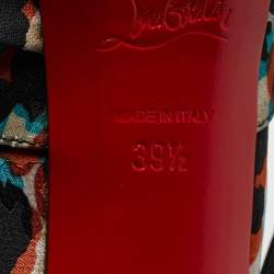 Pre Owned Christian Louboutin Tricolor Printed Fabric Jenny Slingback Pumps Size 39.5