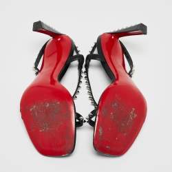 مملوكة مسبقًا Christian Louboutin Black Leather Rosa Condorapik Sandals Size 38
