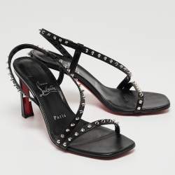 مملوكة مسبقًا Christian Louboutin Black Leather Rosa Condorapik Sandals Size 38