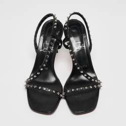 مملوكة مسبقًا Christian Louboutin Black Leather Rosa Condorapik Sandals Size 38