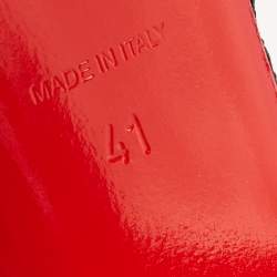 Pre Owned Christian Louboutin Black Lace and Patent Leather Juliettra Booties Size 41