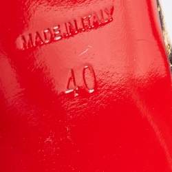 مملوكة مسبقًا Christian Louboutin Tricolor Leopard Print Satin Spiked Drama Slingback Pumps Size 40