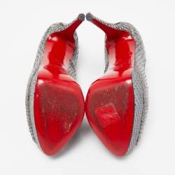 Pre Owned Christian Louboutin Two Tone Python Lady Peep Pumps Size 38