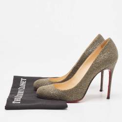 Christian Louboutin Metallic Lurex Fabric Fifi Round Toe Pumps Size 38