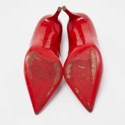 Pre Owned Christian Louboutin Red Patent Leather Pigalle Pointed Toe Pumps Size 38