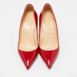 Pre Owned Christian Louboutin Red Patent Leather Pigalle Pointed Toe Pumps Size 38