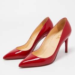Pre Owned Christian Louboutin Red Patent Leather Pigalle Pointed Toe Pumps Size 38