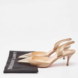 Christian Louboutin Beige Leather Calamijane Slingback Pumps Size 38.5