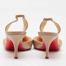 Christian Louboutin Beige Leather Calamijane Slingback Pumps Size 38.5
