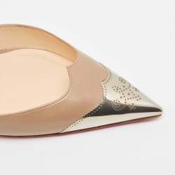 Christian Louboutin Beige Leather Calamijane Slingback Pumps Size 38.5