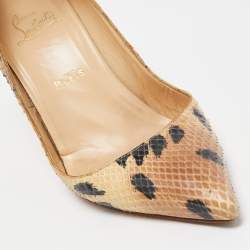 Christian Louboutin Beige/Black Snakeskin Decollete Pumps Size 39