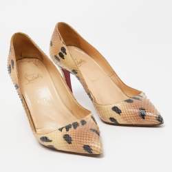 Christian Louboutin Beige/Black Snakeskin Decollete Pumps Size 39