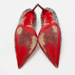 Pre Owned Christian Louboutin Tricolor Paint Splash Print Python Decollete 554 Pumps Size 38