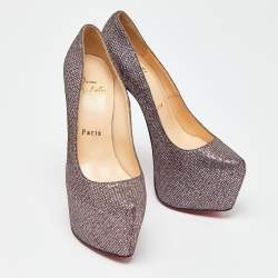 Christian Louboutin Purple Glitter Fabric Daffodile Pumps Size 35.5