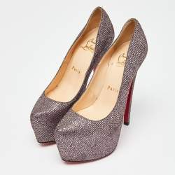 Christian Louboutin Purple Glitter Fabric Daffodile Pumps Size 35.5