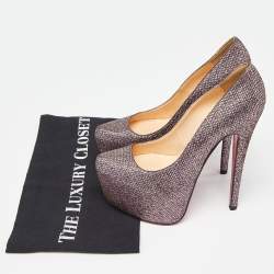 Christian Louboutin Purple Glitter Fabric Daffodile Pumps Size 35.5
